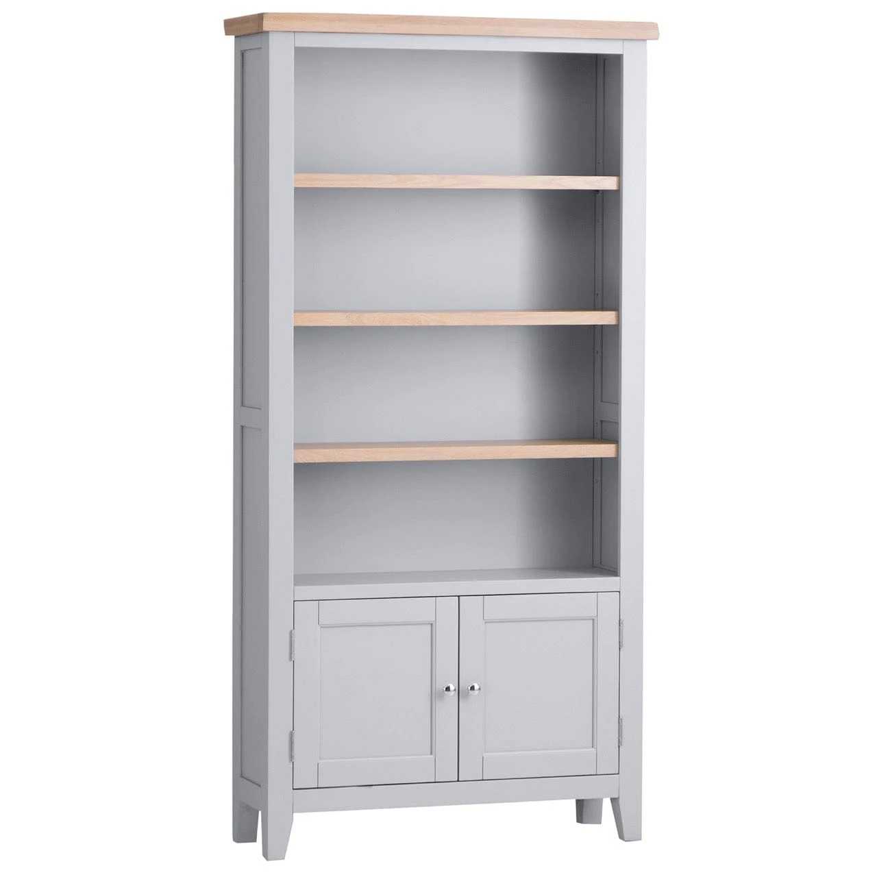 Eaton Grey Painted Oak Large Wide Bookcase 2 Eaton Grey Painted Oak Large Wide Bookcase - Image 2