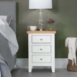Eaton White Painted Oak Large Bedside Table