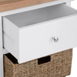 Eaton White Painted Oak 2 Door Large Sideboard With Wicker Baskets -Furniture Specialty Store EA LS W4Large