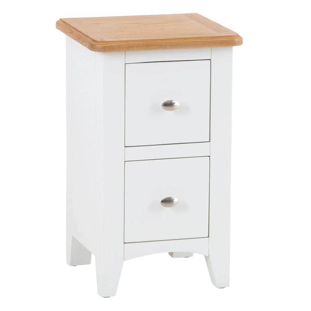 Gloucester White Painted Slim 2 Drawer Bedside Table 2 Gloucester White Painted Slim 2 Drawer Bedside Table - Image 2