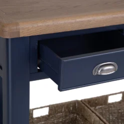 Wessex Smoked Oak Blue Painted Console Table With Wicker Baskets -Furniture Specialty Store HOP CON B 3