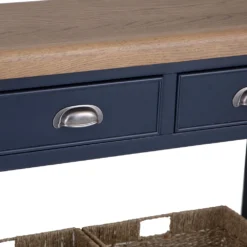 Wessex Smoked Oak Blue Painted Console Table With Wicker Baskets -Furniture Specialty Store HOP CON B 4