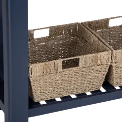 Wessex Smoked Oak Blue Painted Console Table With Wicker Baskets -Furniture Specialty Store HOP CON B 5