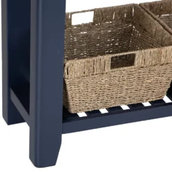 Wessex Smoked Oak Blue Painted Console Table With Wicker Baskets -Furniture Specialty Store HOP CON B 6