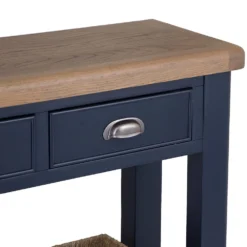 Wessex Smoked Oak Blue Painted Console Table With Wicker Baskets -Furniture Specialty Store HOP CON B 8