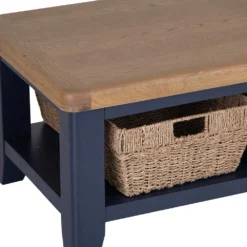 Wessex Smoked Oak Blue Painted Coffee Table With Wicker Baskets -Furniture Specialty Store HOP CT B 2