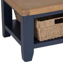 Wessex Smoked Oak Blue Painted Coffee Table With Wicker Baskets -Furniture Specialty Store HOP CT B 3