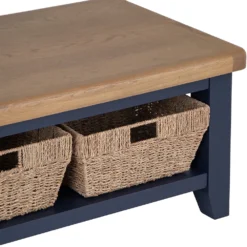 Wessex Smoked Oak Blue Painted Coffee Table With Wicker Baskets -Furniture Specialty Store HOP CT B 4