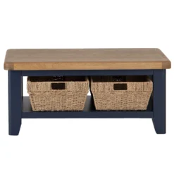 Wessex Smoked Oak Blue Painted Coffee Table With Wicker Baskets -Furniture Specialty Store HOP CT B 8