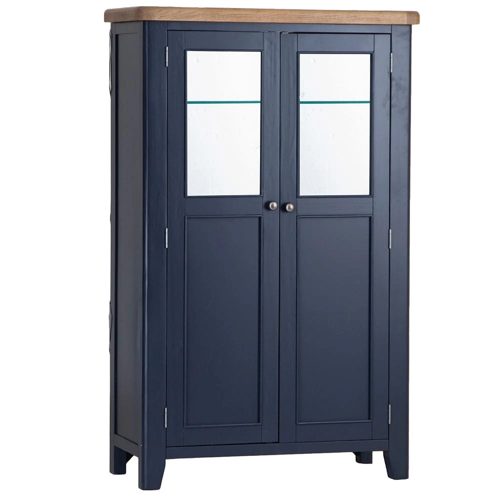 Wessex Smoked Oak Blue Painted Extra Large Tall Drinks Cabinet 2 Wessex Smoked Oak Blue Painted Extra Large Tall Drinks Cabinet - Image 2