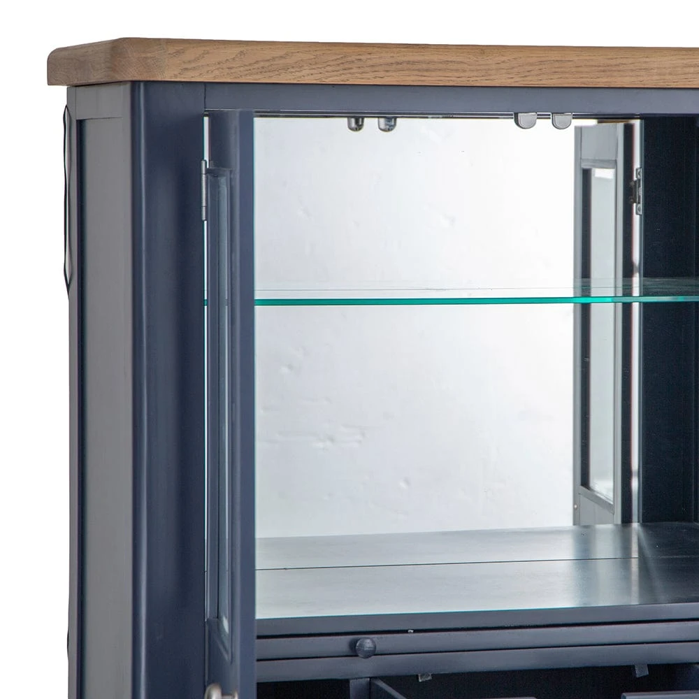 Wessex Smoked Oak Blue Painted Extra Large Tall Drinks Cabinet 5 Wessex Smoked Oak Blue Painted Extra Large Tall Drinks Cabinet - Image 5