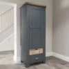 Wessex Smoked Oak Blue Painted Slim Larder Cupboard