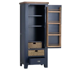 Wessex Smoked Oak Blue Painted Slim Larder Cupboard -Furniture Specialty Store HOP SLU B 2