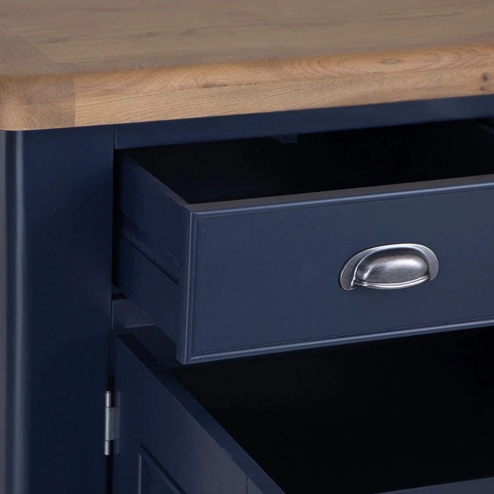 Wessex Smoked Oak Blue Painted Small 2 Drawer 2 Door Sideboard 5 Wessex Smoked Oak Blue Painted Small 2 Drawer 2 Door Sideboard - Image 5