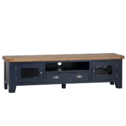 Wessex Smoked Oak Blue Painted Extra Large TV Unit