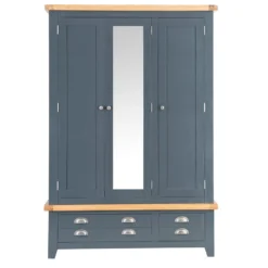 Hampshire Blue Painted Oak 3 Door Wardrobe With Mirror -Furniture Specialty Store HP 3DR B 4