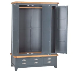 Hampshire Blue Painted Oak 3 Door Wardrobe With Mirror -Furniture Specialty Store HP 3DR B 6