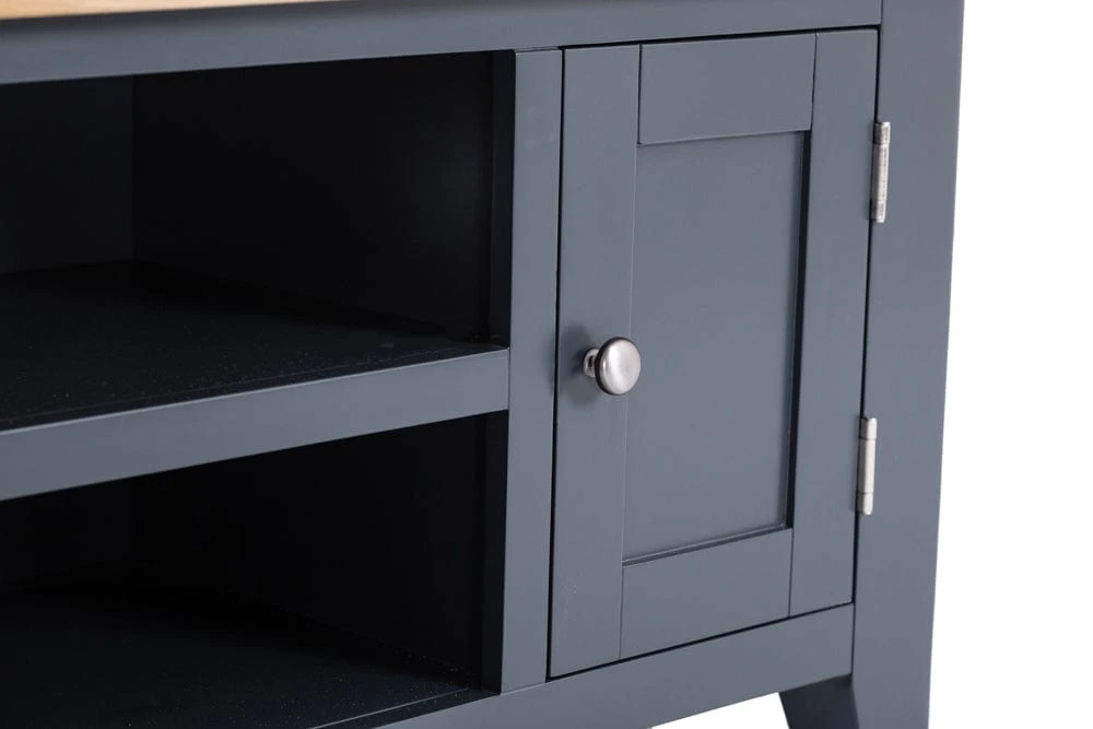 Hampshire Blue Painted Oak Small TV Unit 10 Hampshire Blue Painted Oak Small TV Unit - Image 10