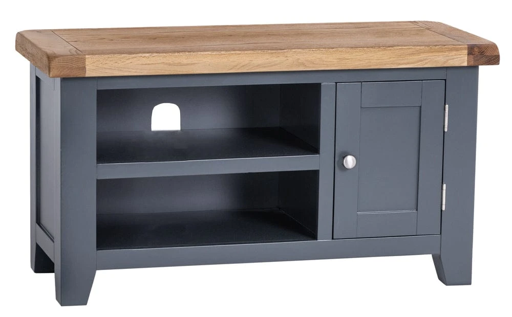 Hampshire Blue Painted Oak Small TV Unit 2 Hampshire Blue Painted Oak Small TV Unit - Image 2