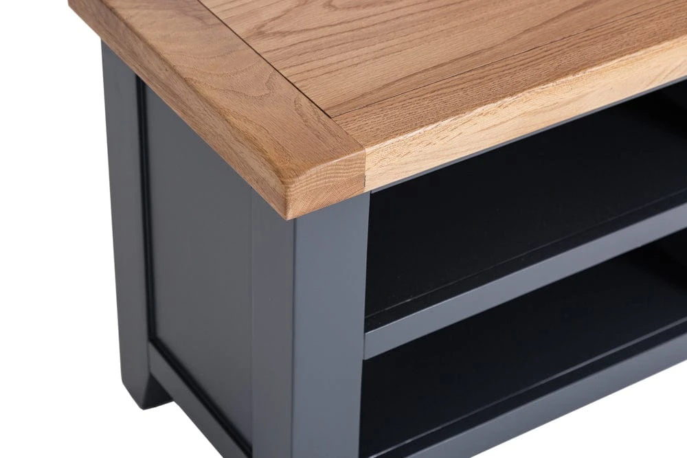 Hampshire Blue Painted Oak Small TV Unit 4 Hampshire Blue Painted Oak Small TV Unit - Image 4