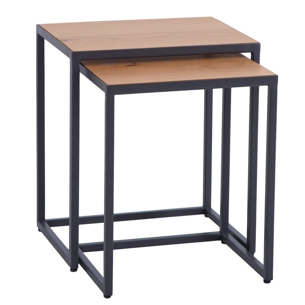 Urban Industrial Oak Nest Of 2 Tables 2 Urban Industrial Oak Nest Of 2 Tables - Image 2
