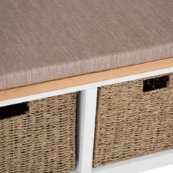 Salisbury White Painted Oak Hall Bench With Wicker Baskets 8 Salisbury White Painted Oak Hall Bench With Wicker Baskets -Furniture Specialty Store LP HB W3