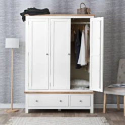 Salisbury White Painted Oak 3 Door Wardrobe