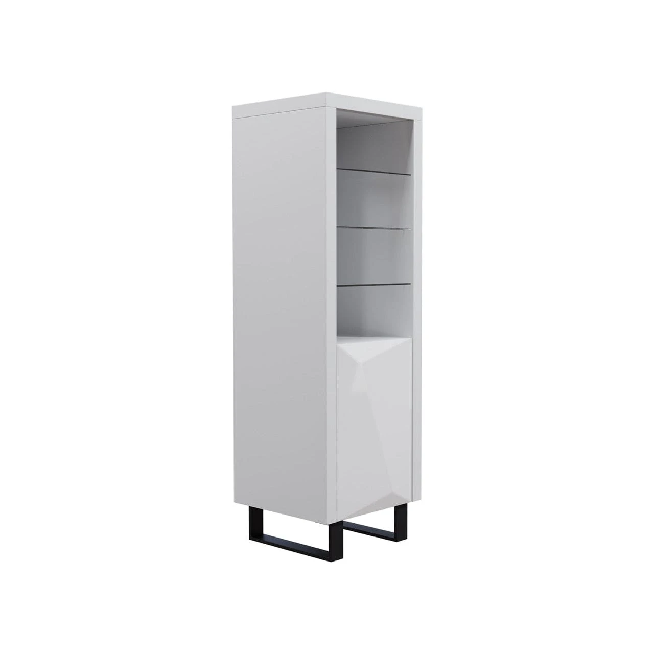 Venice Gloss Grey Tall Narrow Bookcase With LED Lighting 2 Venice Gloss Grey Tall Narrow Bookcase With LED Lighting - Image 2