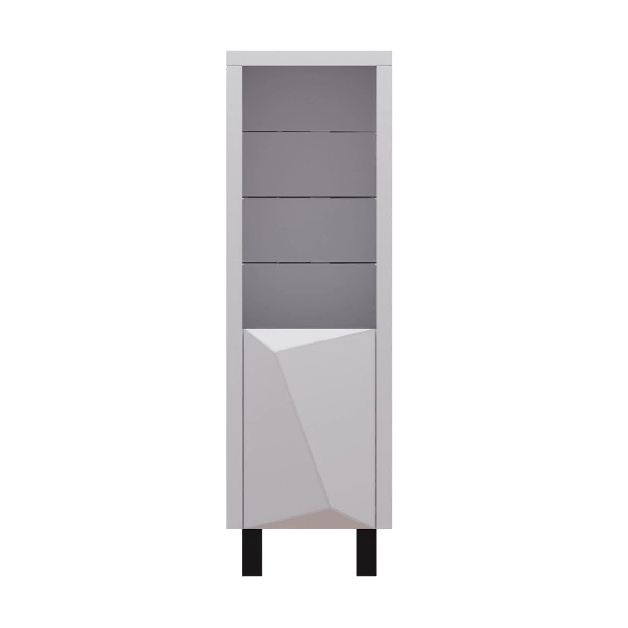 Venice Gloss Grey Tall Narrow Bookcase With LED Lighting 3 Venice Gloss Grey Tall Narrow Bookcase With LED Lighting - Image 3