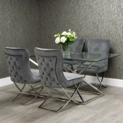 Genoa Glass 1.8m Cross Leg Dining Table