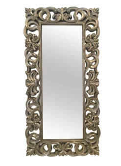 The Mirror Collection Silver Narrow Ornate Leaning Mirror