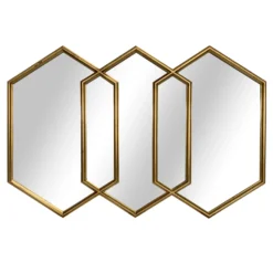 The Mirror Collection Gold Frame Triple Hexagon Mirror