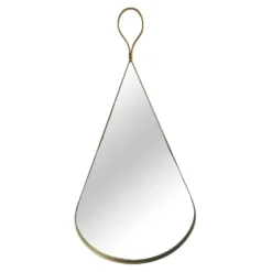 The Mirror Collection Gold Frame Teardrop Mirror With Leather Strap