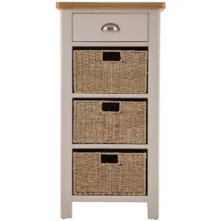 Rutland Painted Oak 1 Drawer 3 Wicker Basket Cabinet -Furniture Specialty Store RA C13 TR 8 4912a6a5 9fd9 48f4 87fa 39e2ff318746