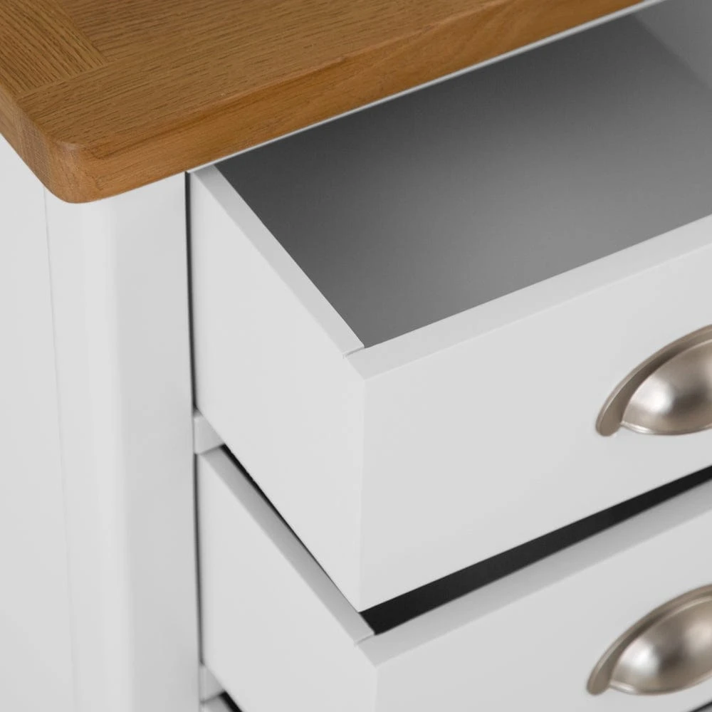 Rutland White Painted Oak 3 Drawer Large Bedside Table 4 Rutland White Painted Oak 3 Drawer Large Bedside Table - Image 4