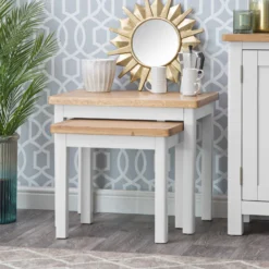Rutland White Painted Oak Nest Of 2 Tables