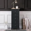 Florence Midnight Grey Painted Oak 5 Drawer Tallboy