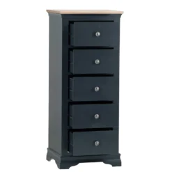 Florence Midnight Grey Painted Oak 5 Drawer Tallboy 12 Florence Midnight Grey Painted Oak 5 Drawer Tallboy -Furniture Specialty Store SWO 5DN MG 2