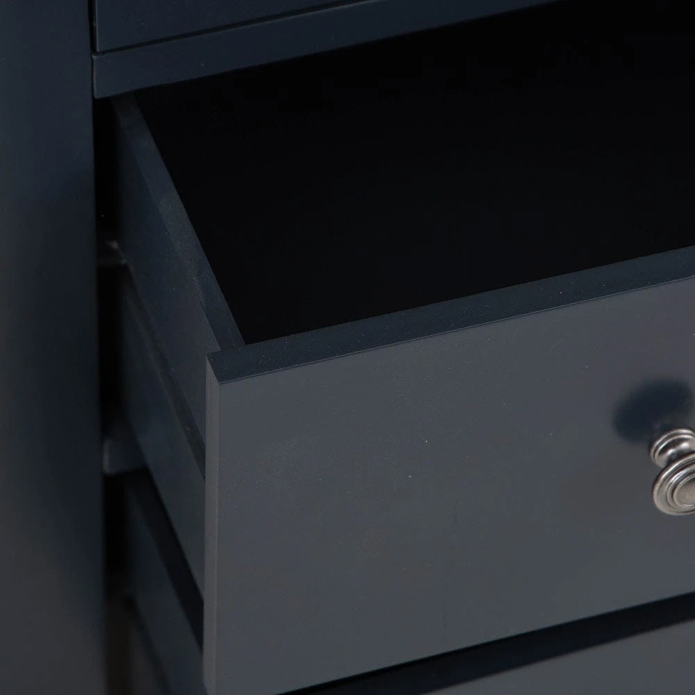 Florence Midnight Grey Painted Oak 5 Drawer Tallboy 5 Florence Midnight Grey Painted Oak 5 Drawer Tallboy - Image 5