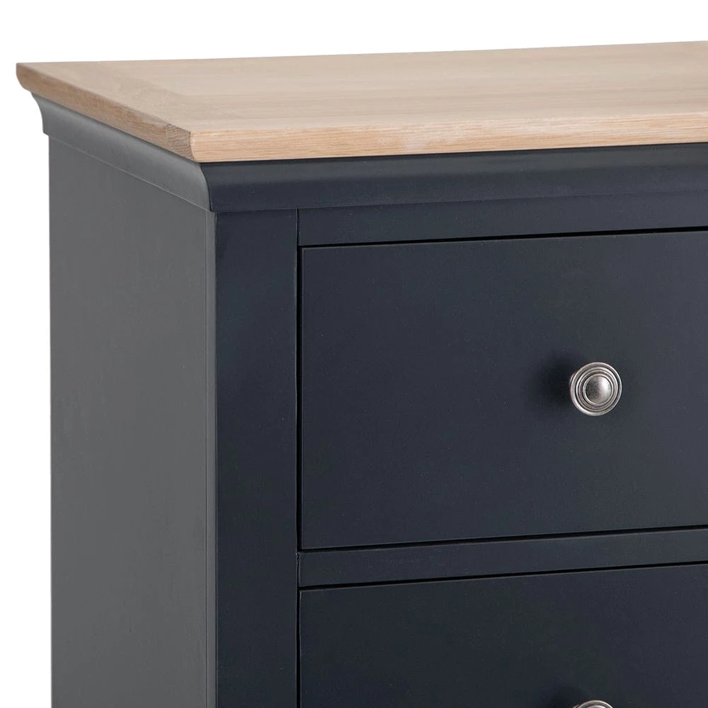 Florence Midnight Grey Painted Oak 5 Drawer Tallboy 6 Florence Midnight Grey Painted Oak 5 Drawer Tallboy - Image 6