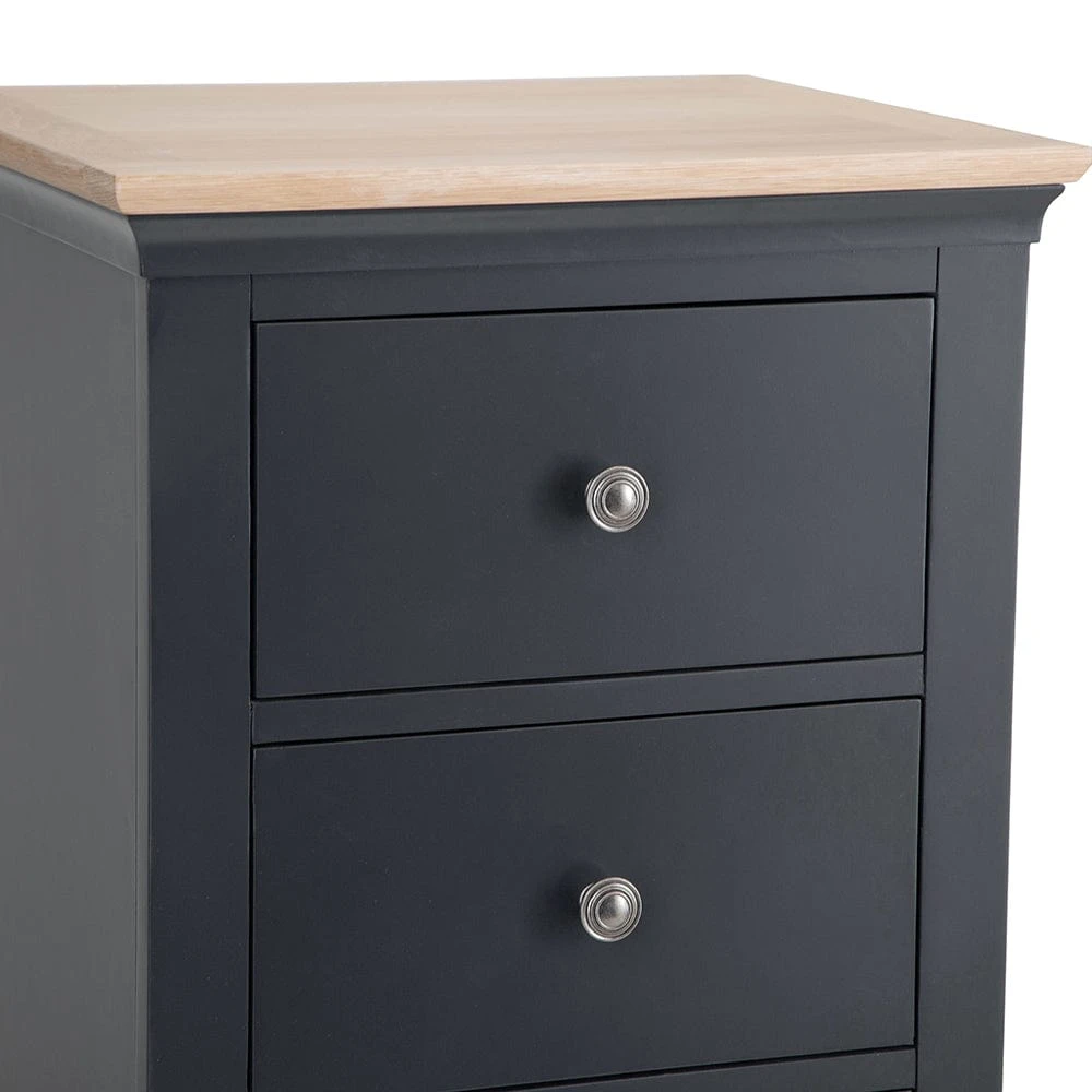 Florence Midnight Grey Painted Oak 5 Drawer Tallboy 7 Florence Midnight Grey Painted Oak 5 Drawer Tallboy - Image 7