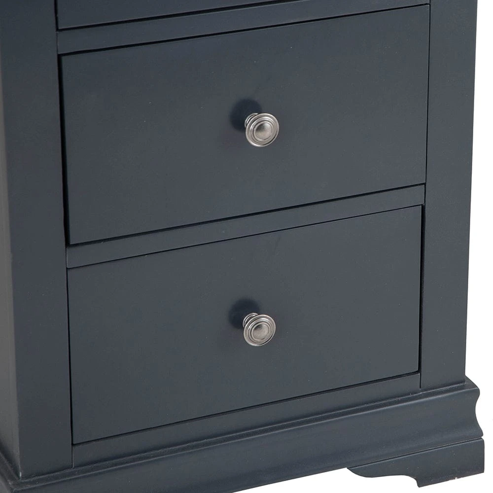 Florence Midnight Grey Painted Oak 5 Drawer Tallboy 9 Florence Midnight Grey Painted Oak 5 Drawer Tallboy - Image 9