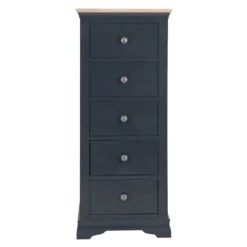 Florence Midnight Grey Painted Oak 5 Drawer Tallboy 19 Florence Midnight Grey Painted Oak 5 Drawer Tallboy -Furniture Specialty Store SWO 5DN MG 9