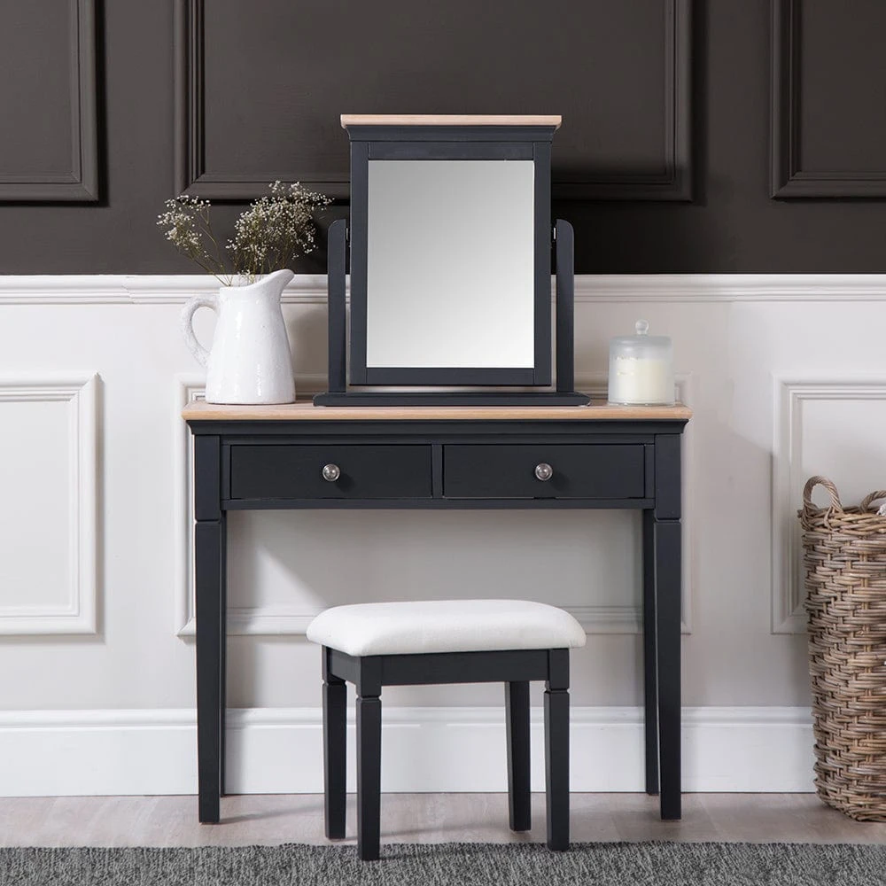 Florence Midnight Grey Painted Oak Dressing Table 1 Florence Midnight Grey Painted Oak Dressing Table