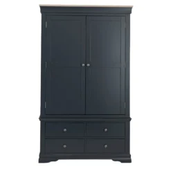 Florence Midnight Grey Painted Oak 2 Door Wardrobe With Drawers -Furniture Specialty Store SWO GWR MG 18