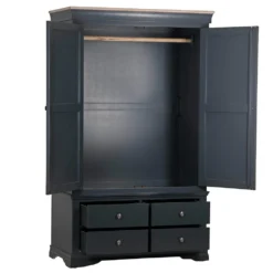 Florence Midnight Grey Painted Oak 2 Door Wardrobe With Drawers -Furniture Specialty Store SWO GWR MG 9