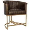 Bergamo Brown Leather And Gold Metal Dining Chair