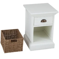 Monaco White Wicker 1 Drawer 1 Wicker Basket Unit -Furniture Specialty Store WW 080 11