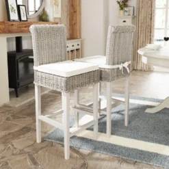 Monaco White Wicker Bar Stool