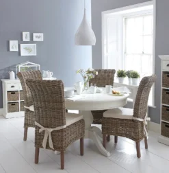 Monaco White Wicker Round Dining Table